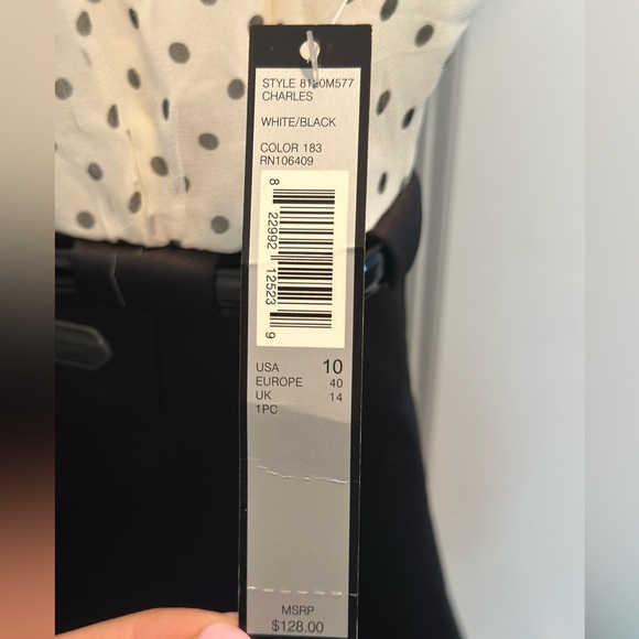 Tahari Elegant Black and White Polka Dot Women's Dress Size 10 - Picture 6 of 9